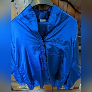 Premier intimates women's medium royal blue satin PJ set. With embroidery